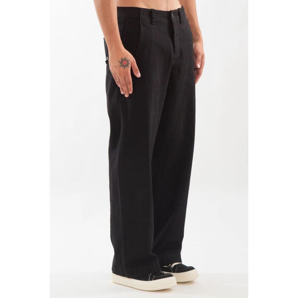 Transit Losse Katoen Wol Broek Black Heren