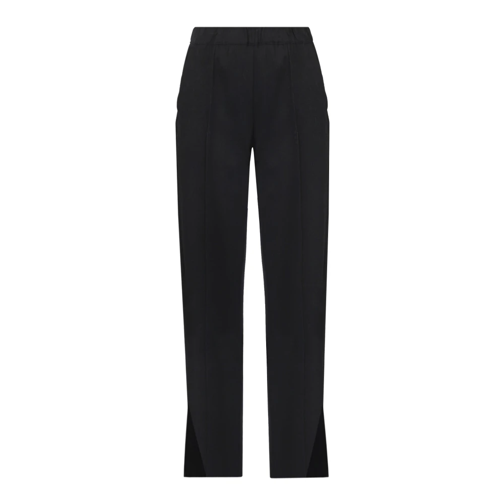 Liviana Conti Rechte Gabardine Broek met Elastische Taille Black Dames