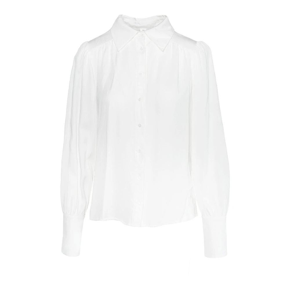 Elegant Vevd Hvit Bluse Topp