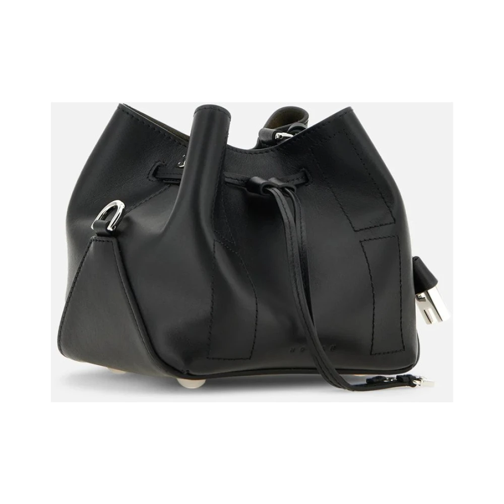 Hogan Zwarte Leren Bucket Bag met Verstelbare Band Black Dames