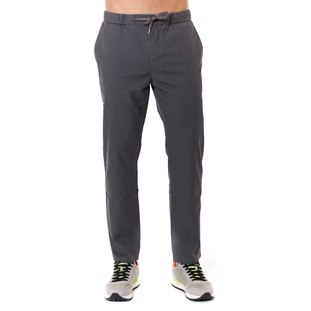 Sun68 Tencel Trekkoord Broek Antraciet Rechte Pijp Gray Heren