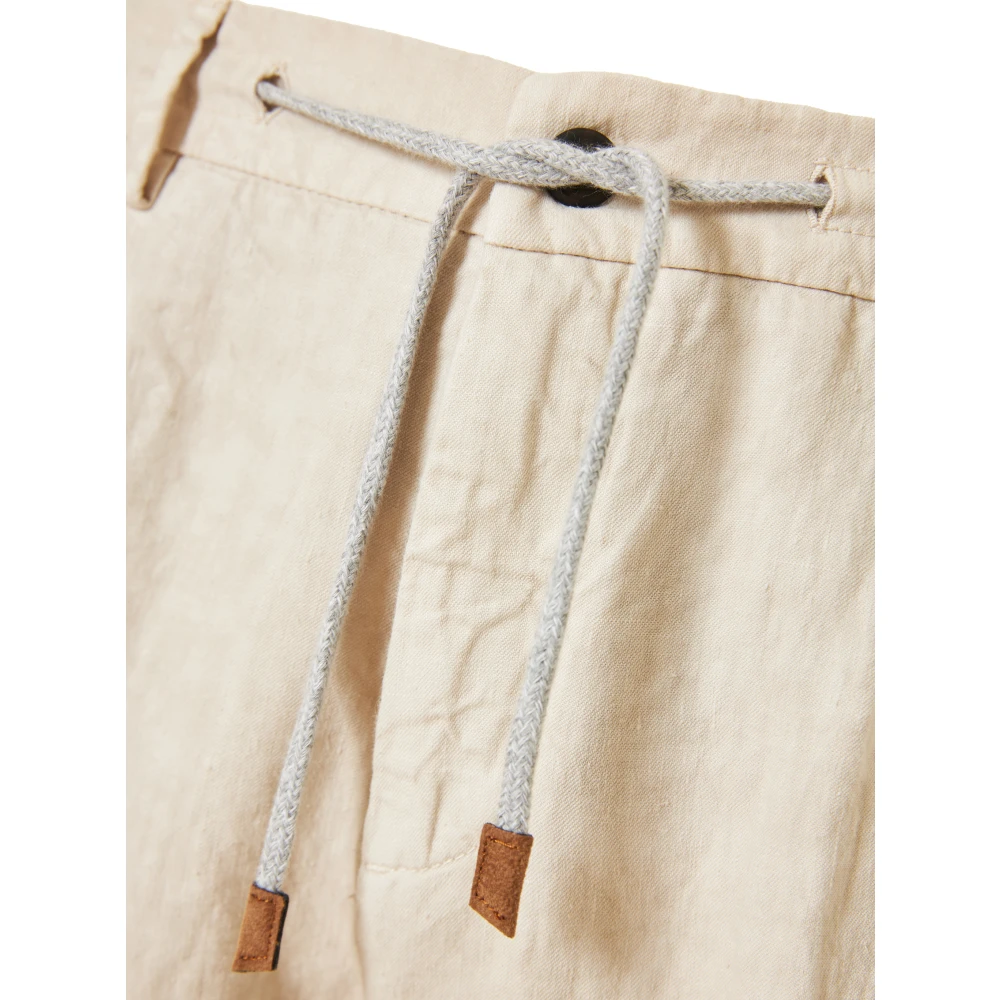 Eleventy Linnen trekkoordbroek Beige Heren