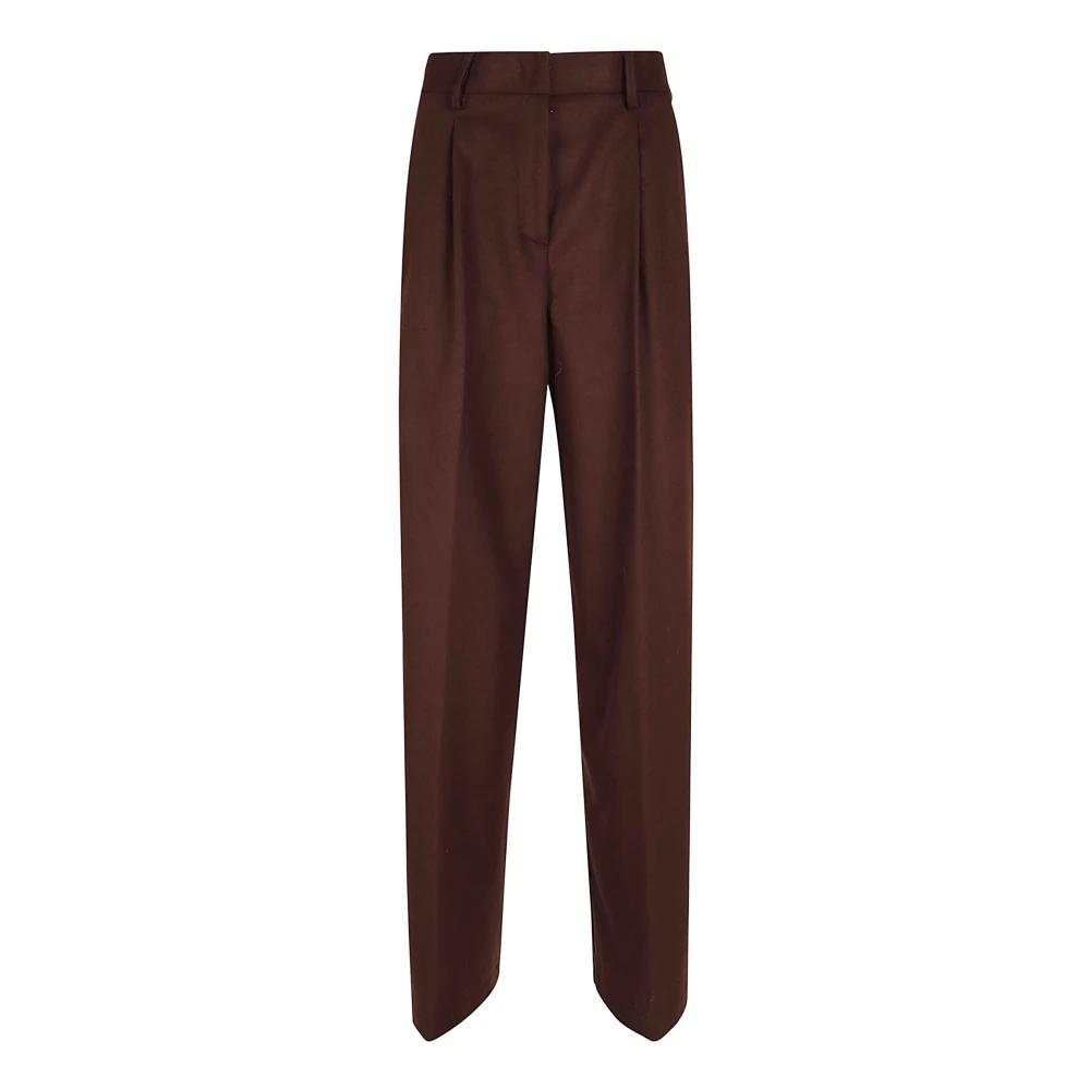 Forte Hoge taille broek met ritssluiting Brown Dames
