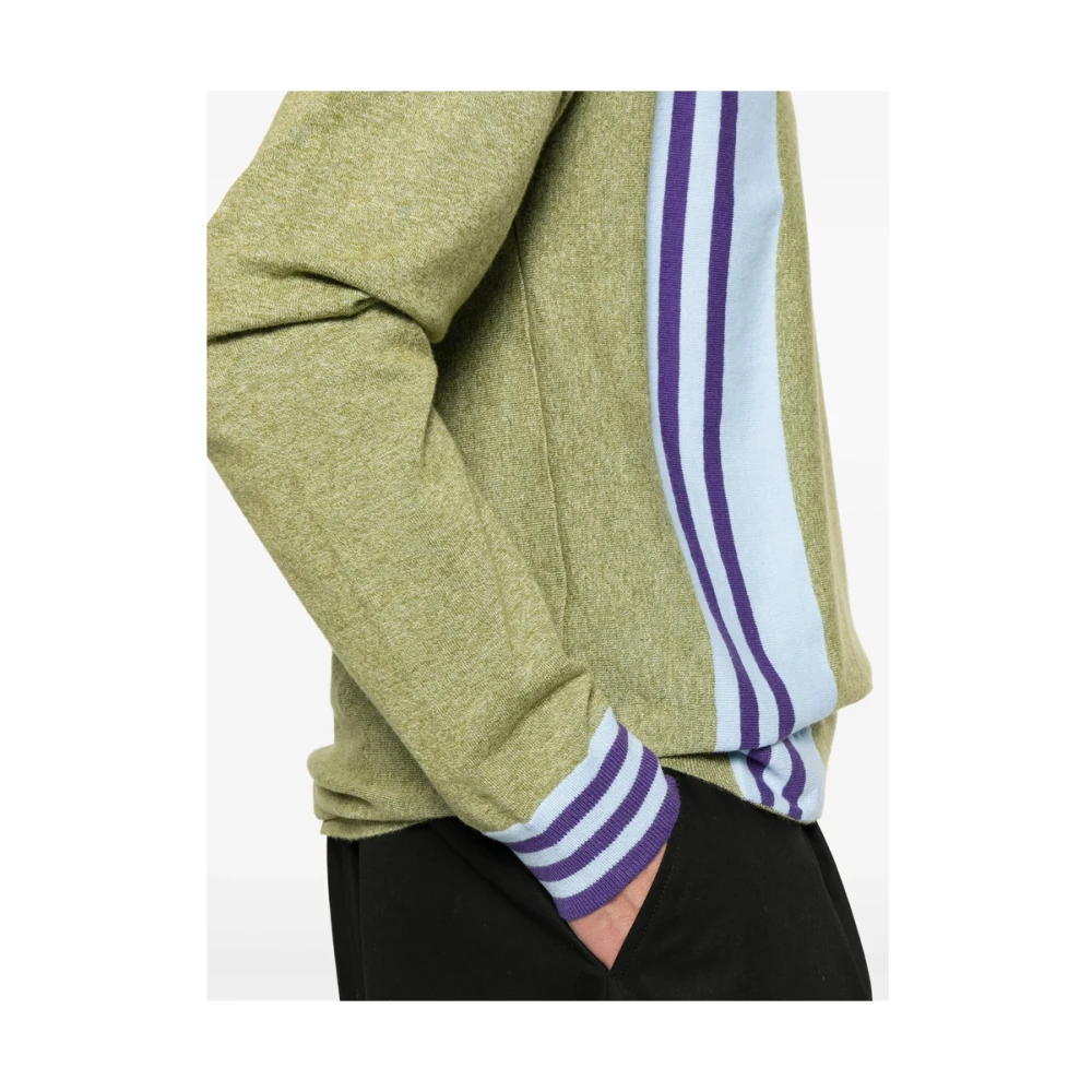 Kiko Kostadinov Lichtgroene V-hals Sweater met Streepdetail Green Heren