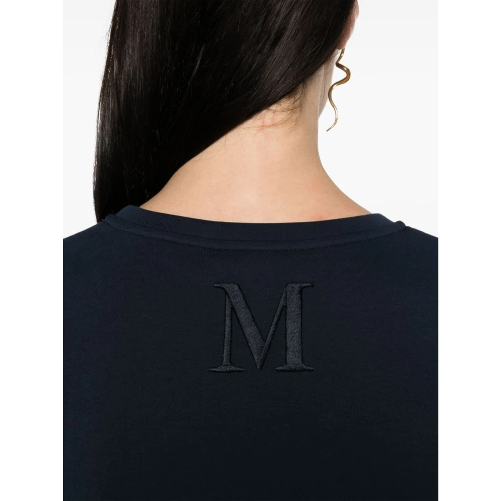 Max Mara Blauwe T-shirts en Polos met Geborduurd Monogram Blue Dames