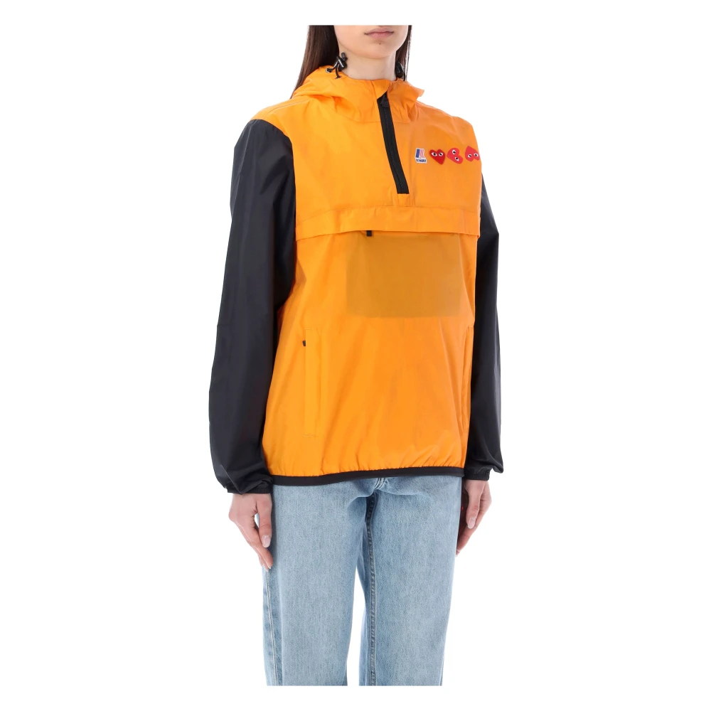 Comme des Garçons Bicolor Waterdichte Hoodie Oranje Zwart Orange Dames