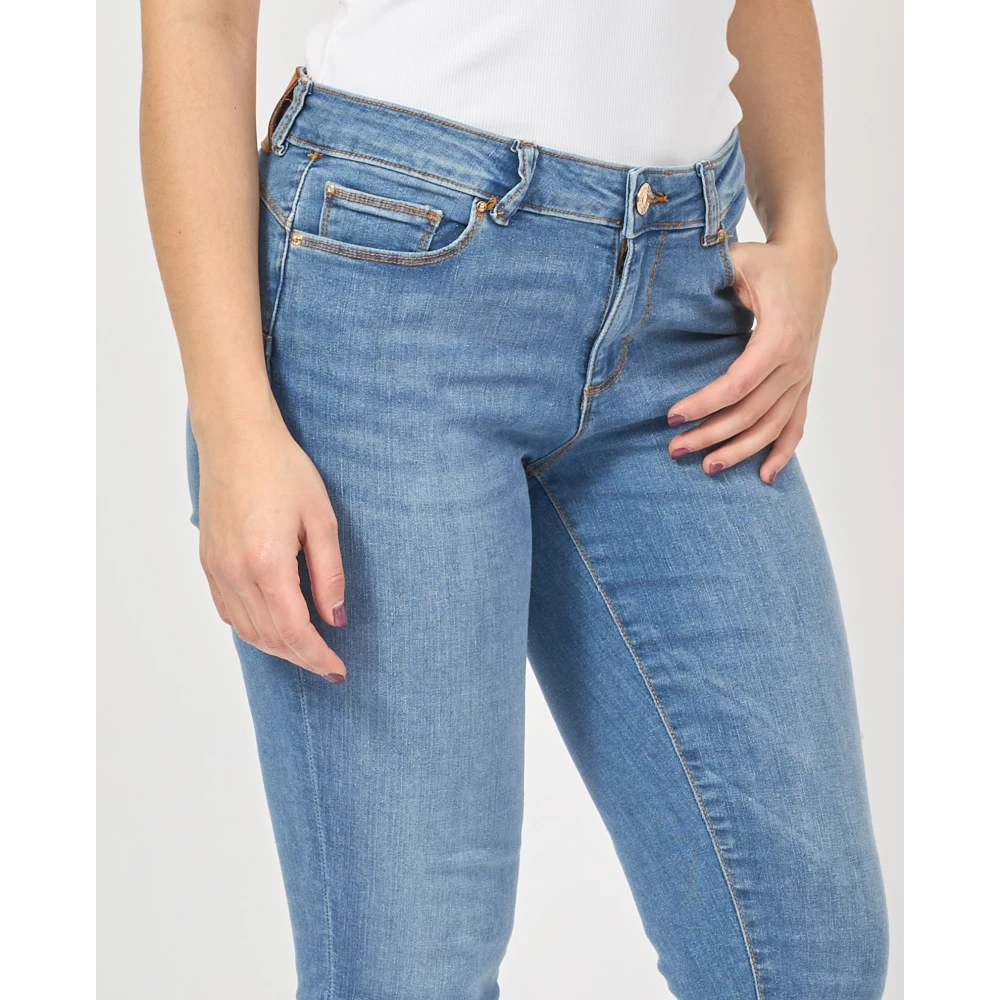 Fracomina Blauwe Slim Fit Jeans met knoopsluiting Blue Dames