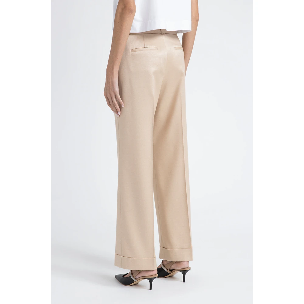 PESERICO Rechte broek in wol en viscose jaspé flanel Brown Dames