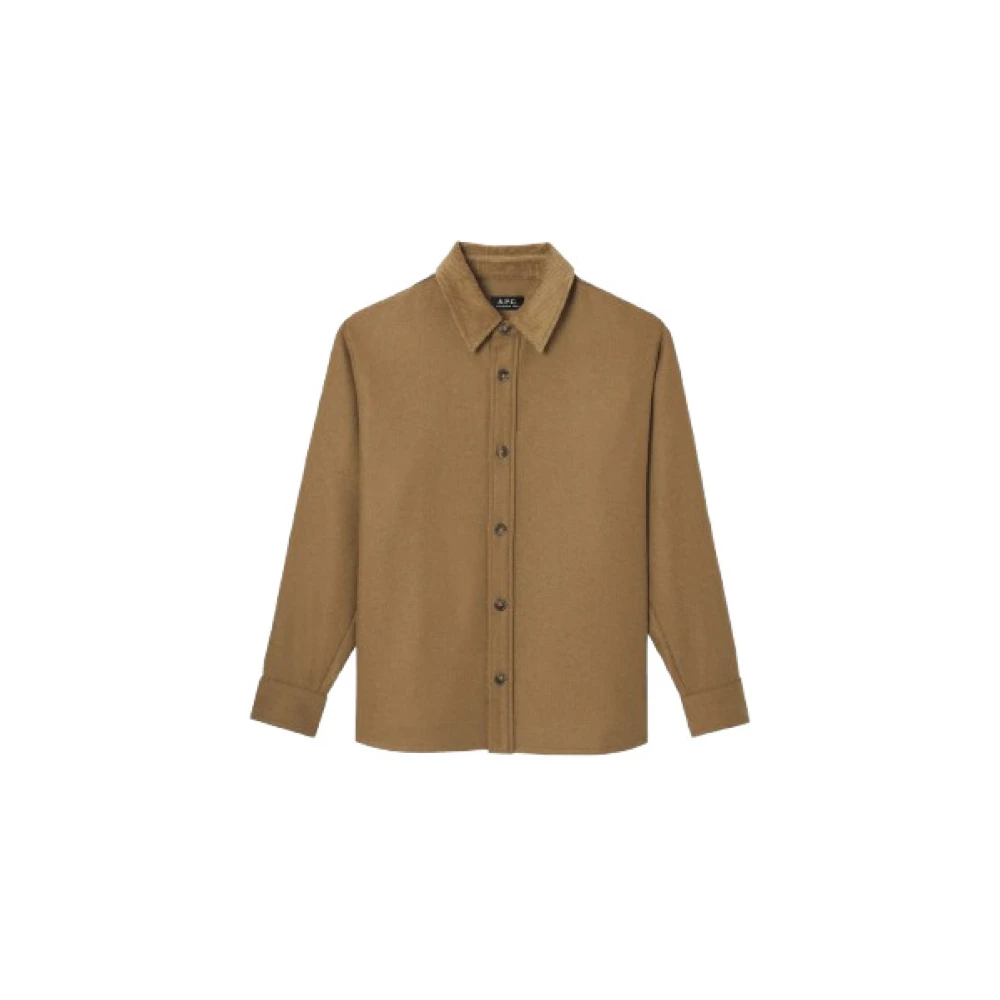 A.p.c. Men's Brown Casual Shirts, Xl, Casual Shirts