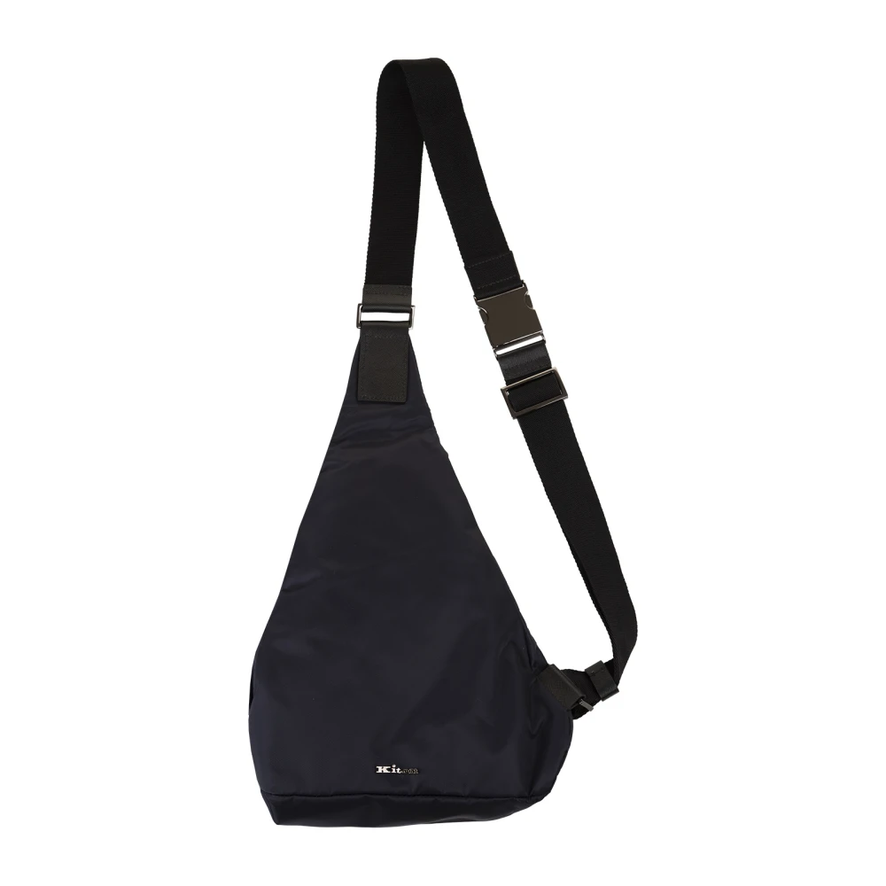 Kiton Blauwe Nylon Heuptas met Leren Details Blue Heren