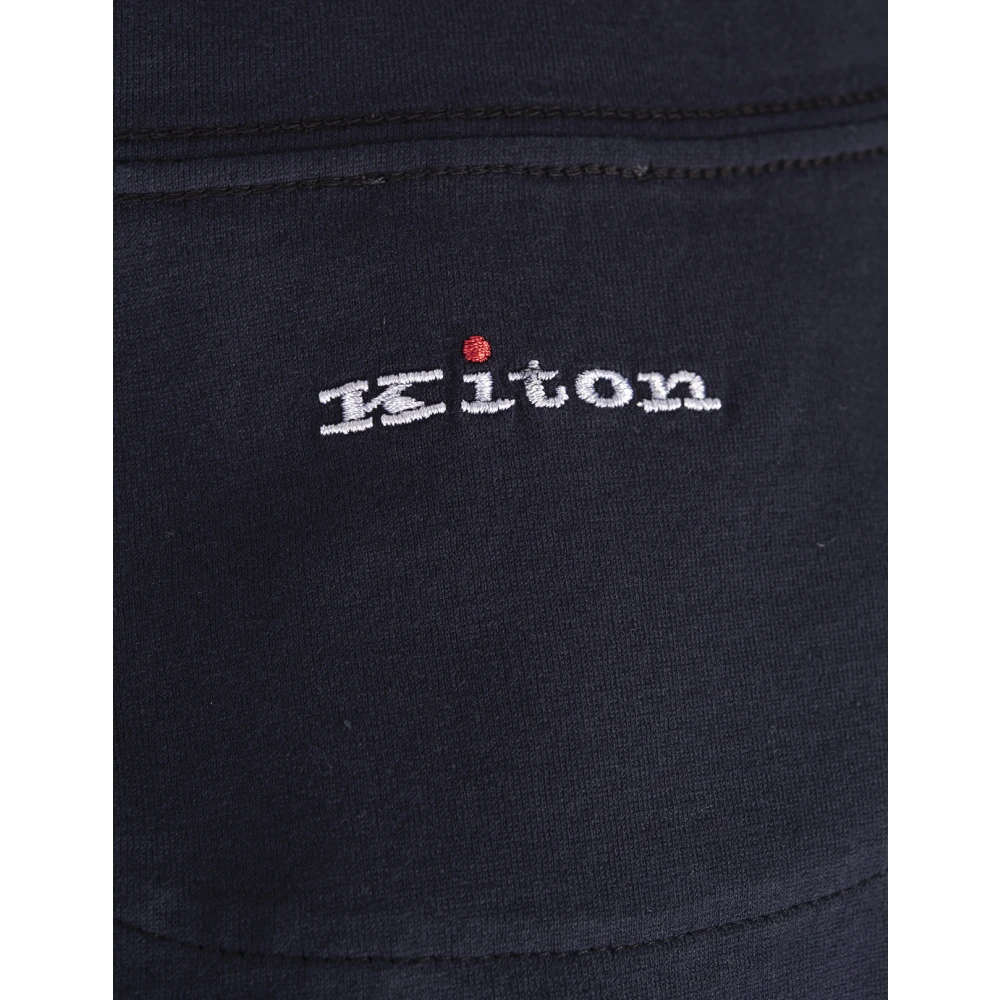 Kiton Blauwe Katoenen Crew Neck Sweater Blue Heren