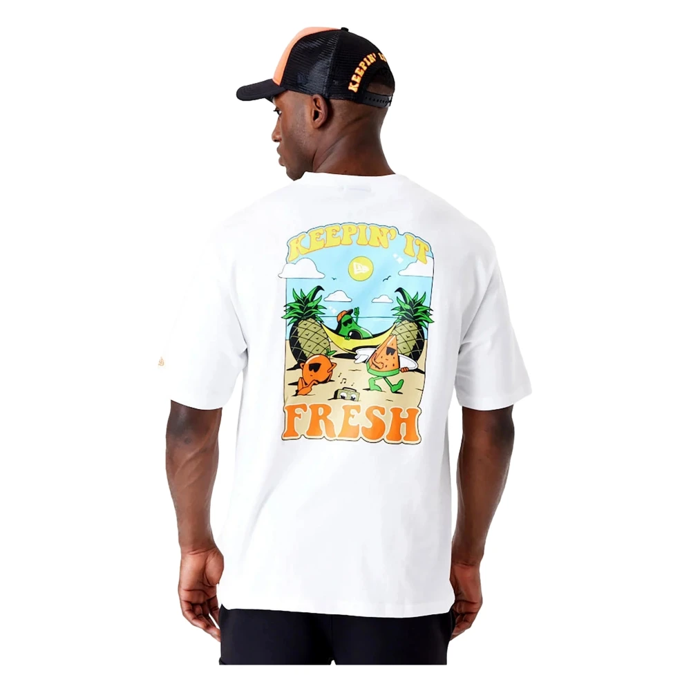 new era Witte Fruit Grafische Tee White Heren