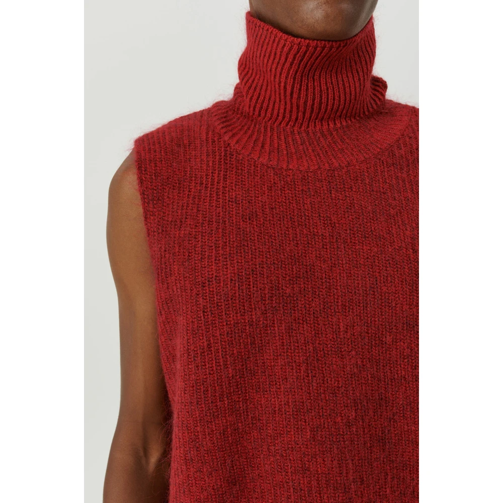Soulland Hoge Hals Kasjmier Vest Red Dames