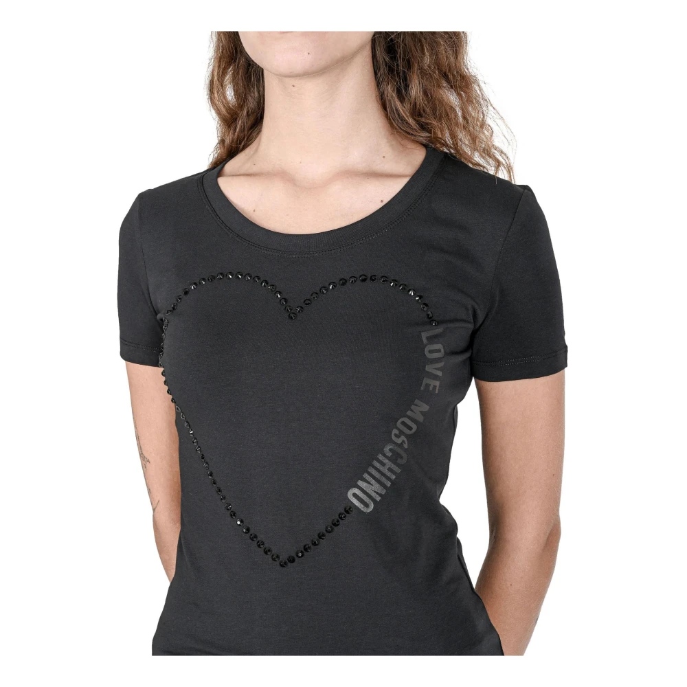 Love Moschino Zwart Katoen Blend T-Shirt Black Dames
