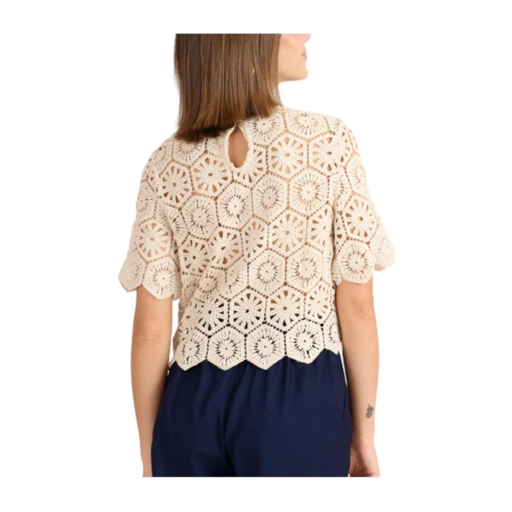 Naf Gehaakte T-shirt in Beige Dames
