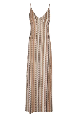 Brun Chevron Maxi Klänning