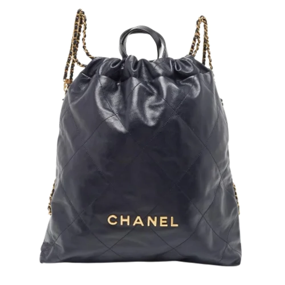 Chanel Vintage Pre-owned Leather backpacks Blue Dames