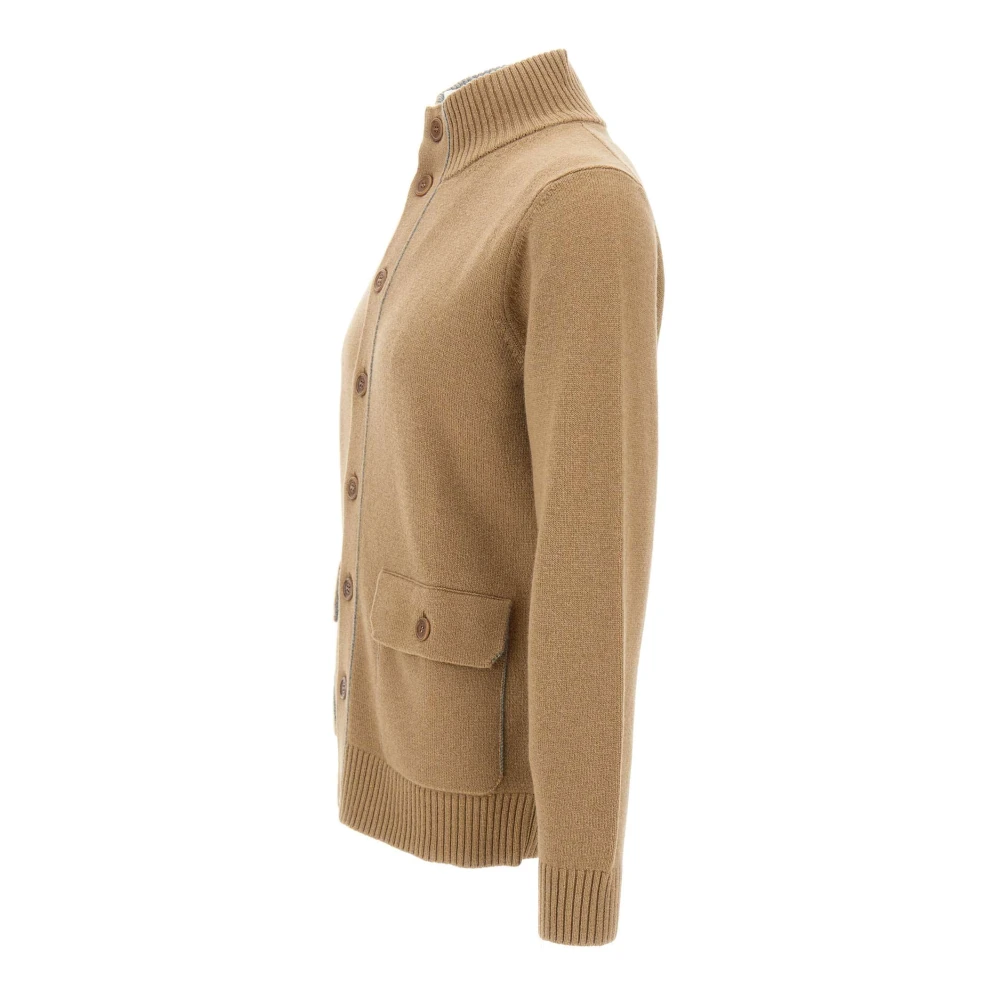 Kangra Bruine Merinowol Vest met Zijde en Kasjmier Brown Heren