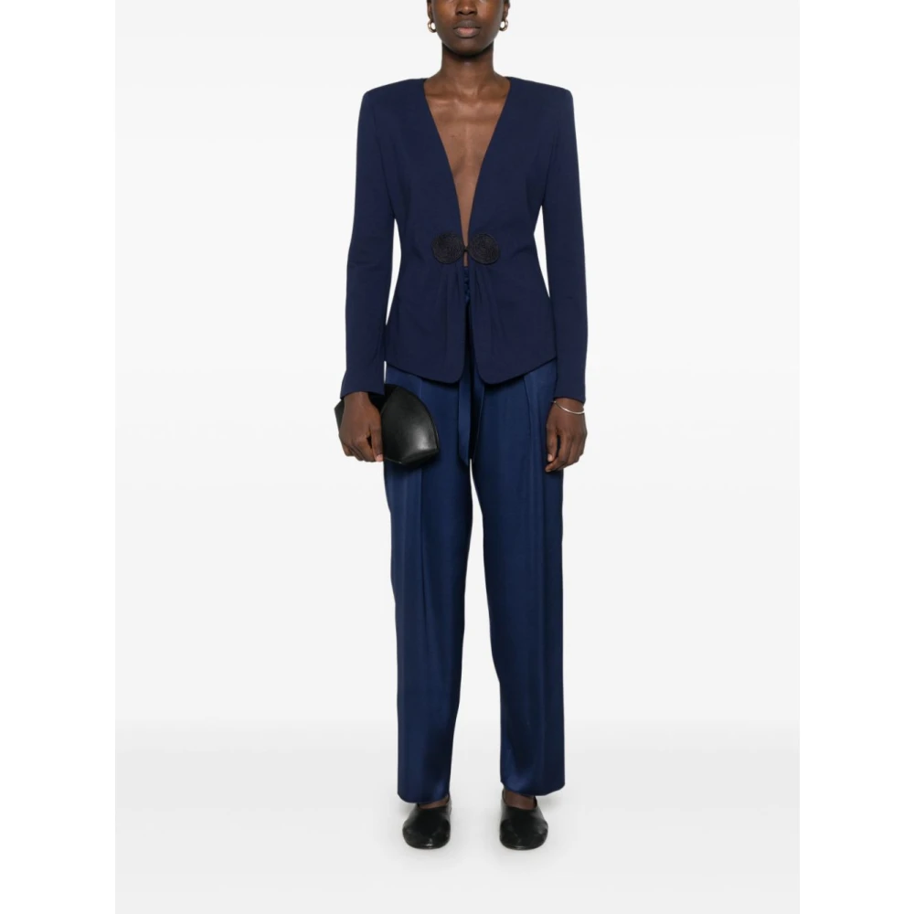 Emporio Armani Blauwe Jersey V-Hals Jas Blue Dames