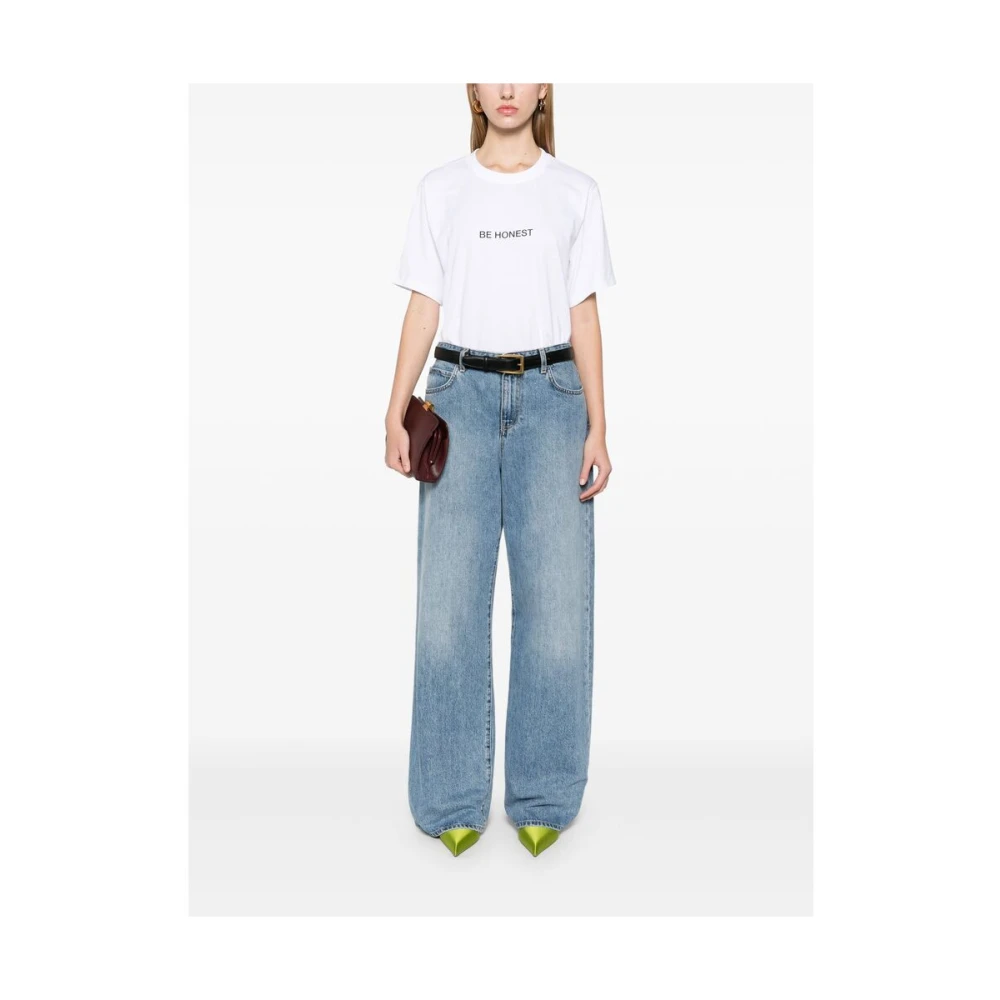 Victoria Beckham Wit Be Honest Print T-shirt White Dames