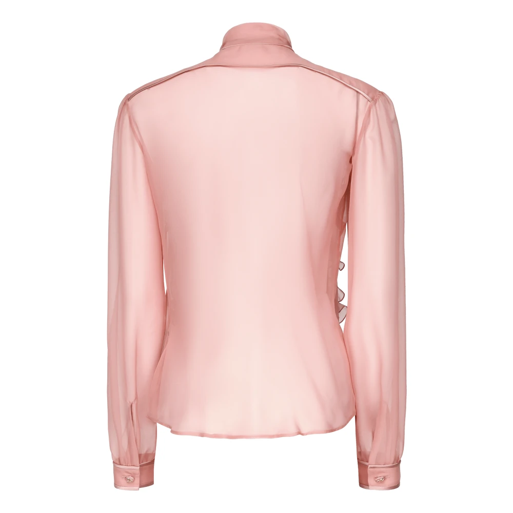 Dolce & Gabbana Roze zijden ruches overhemd met strik Pink Dames