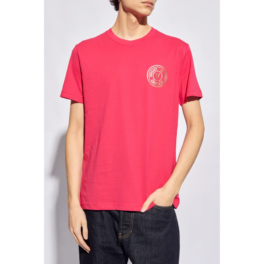Versace Jeans Couture T-shirt met logo Pink Heren