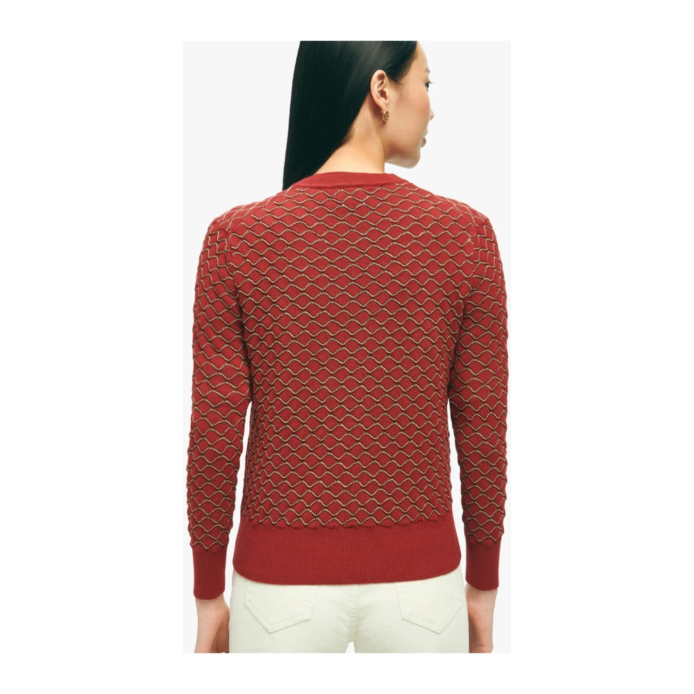 Brooks Brothers Rode en gouden katoenen cardigan Red Dames