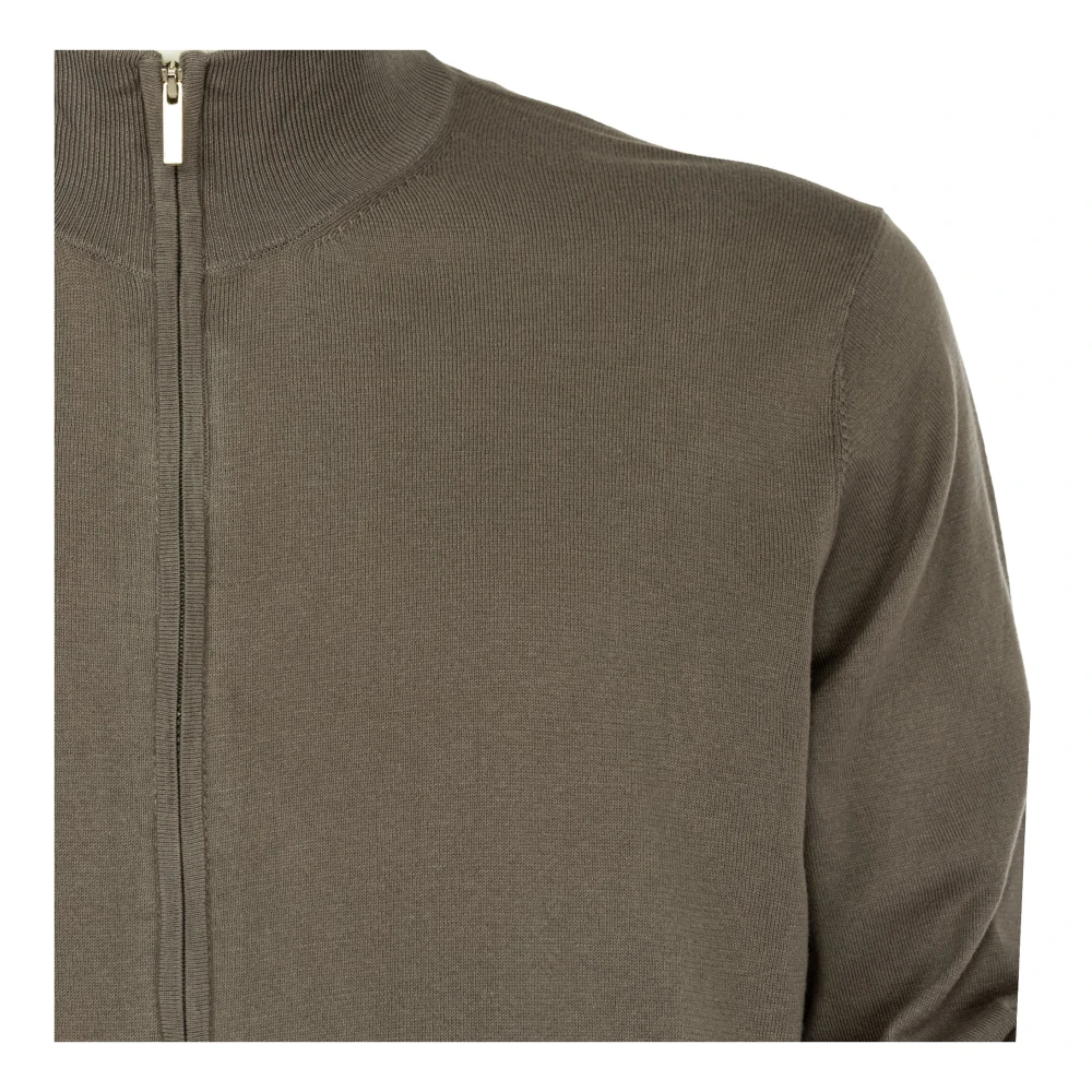 Cashmere Company Heren Katoenen Trui met Rits Brown Heren