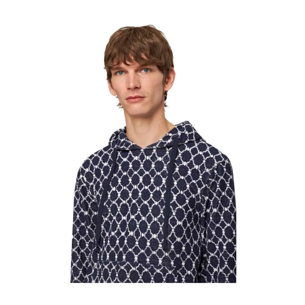 Orlebar Brown Midnight Navy Geo Tile Gebreide Sweatshirt Blue Heren