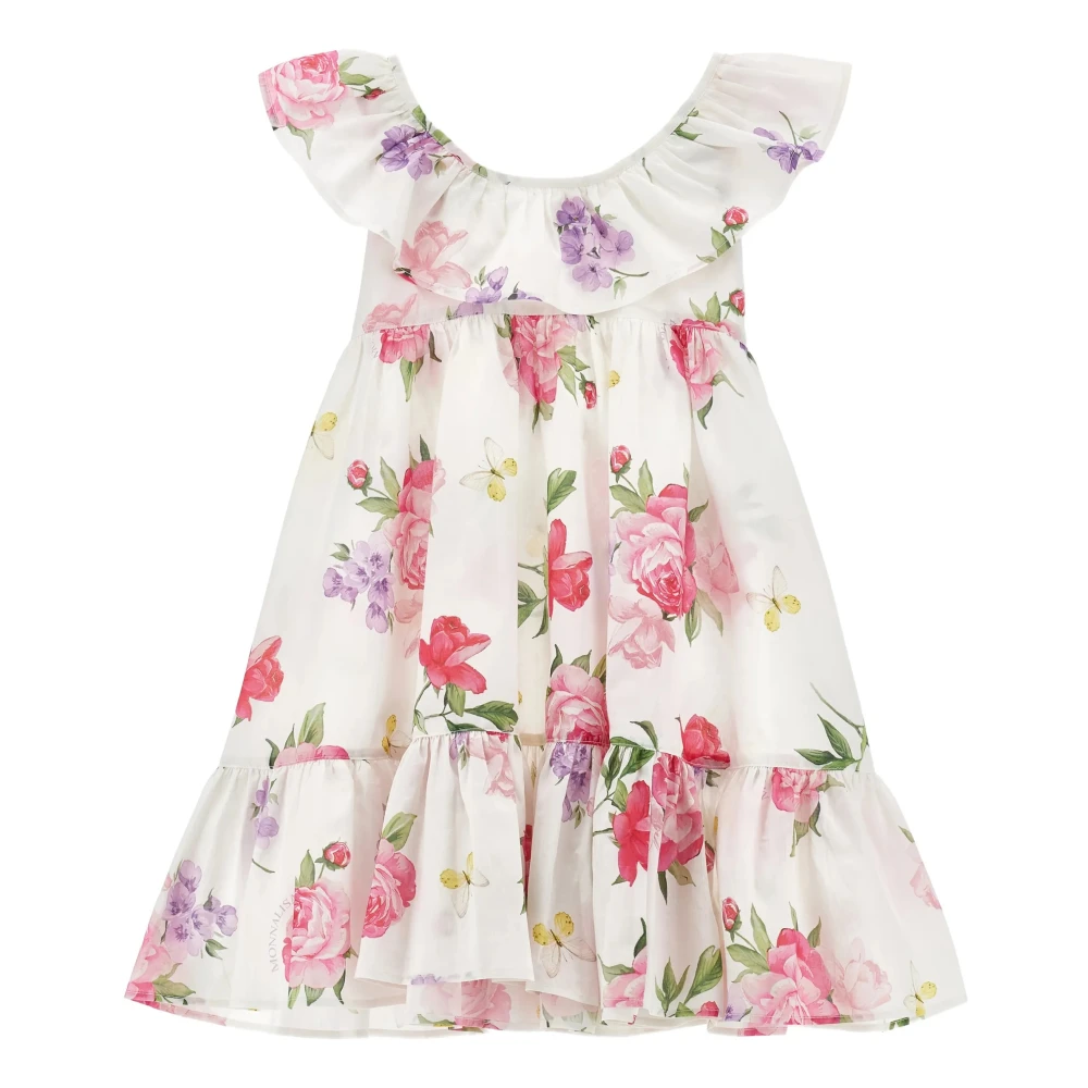 Monnalisa Girls Multicolor Dresses, 10 Y, Floral Muslin Dress