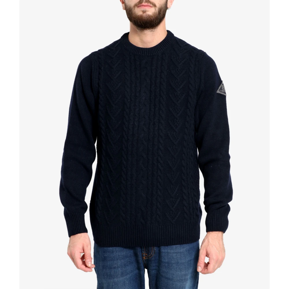 Roy Roger's Blauwe Trui met Gevlochten Breipatroon Blue Heren