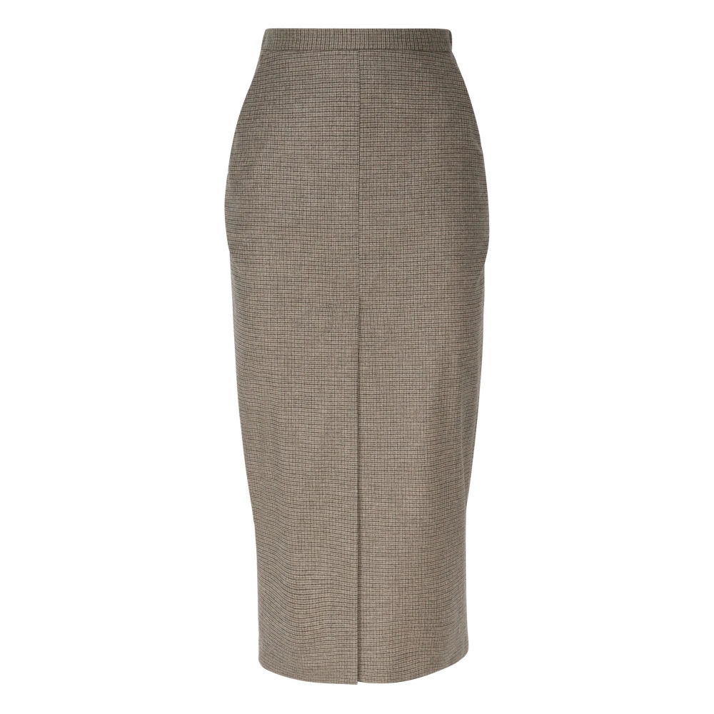 pinko Taupe Pencil Rok Rits Hoge Taille Brown Dames