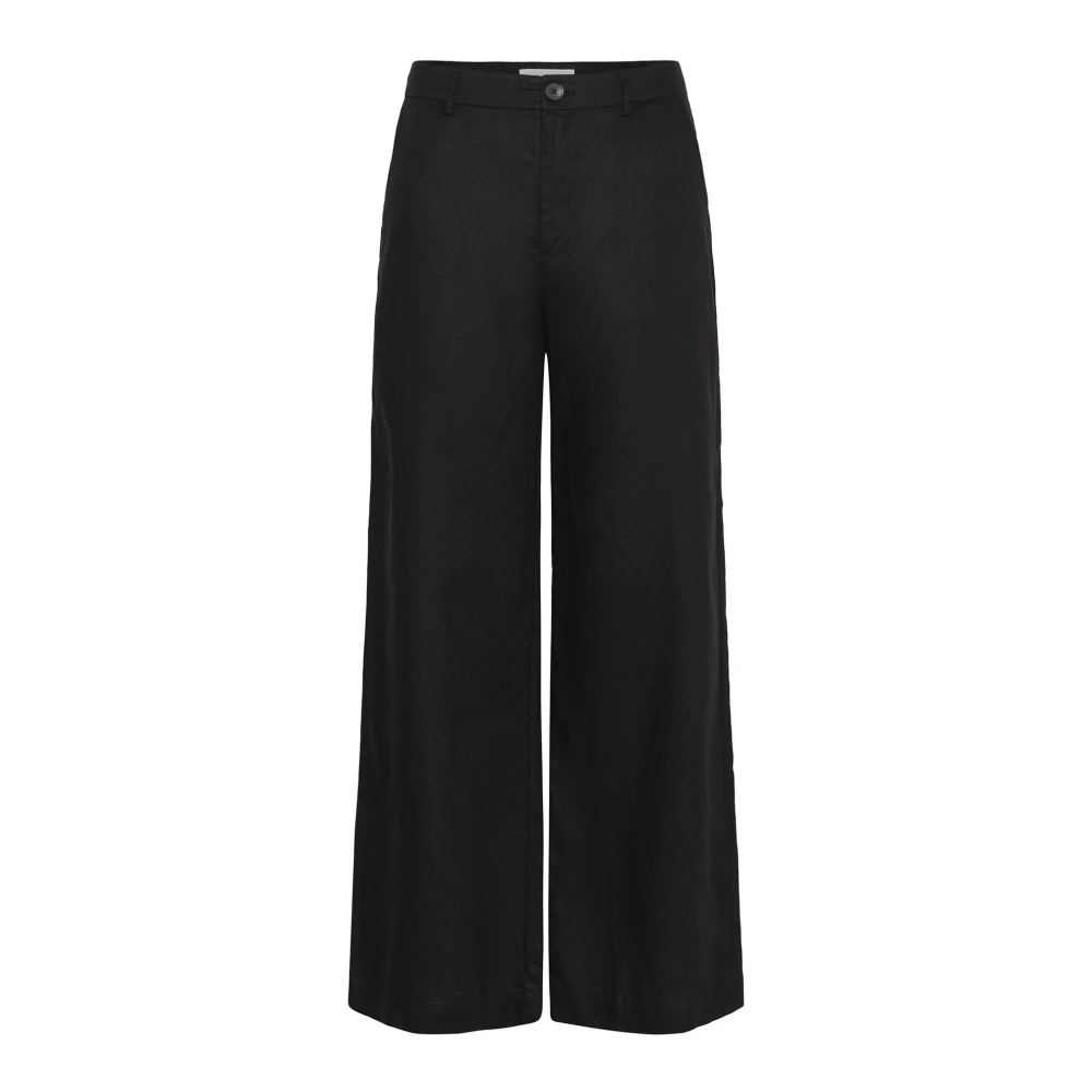 Part Two Women's Black Wide Leg Linen Trousers