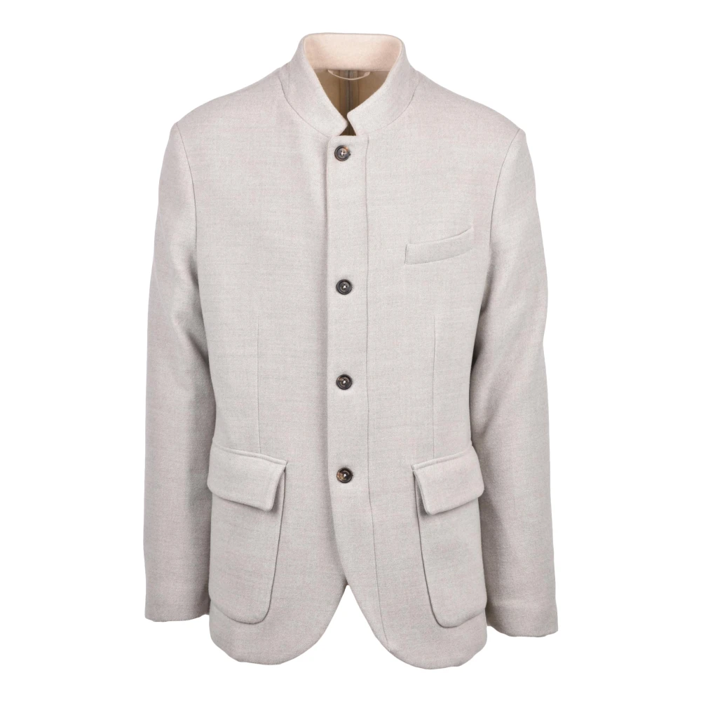 Eleventy Uomo Grigio Giacca Con Colletto Alla Coreana