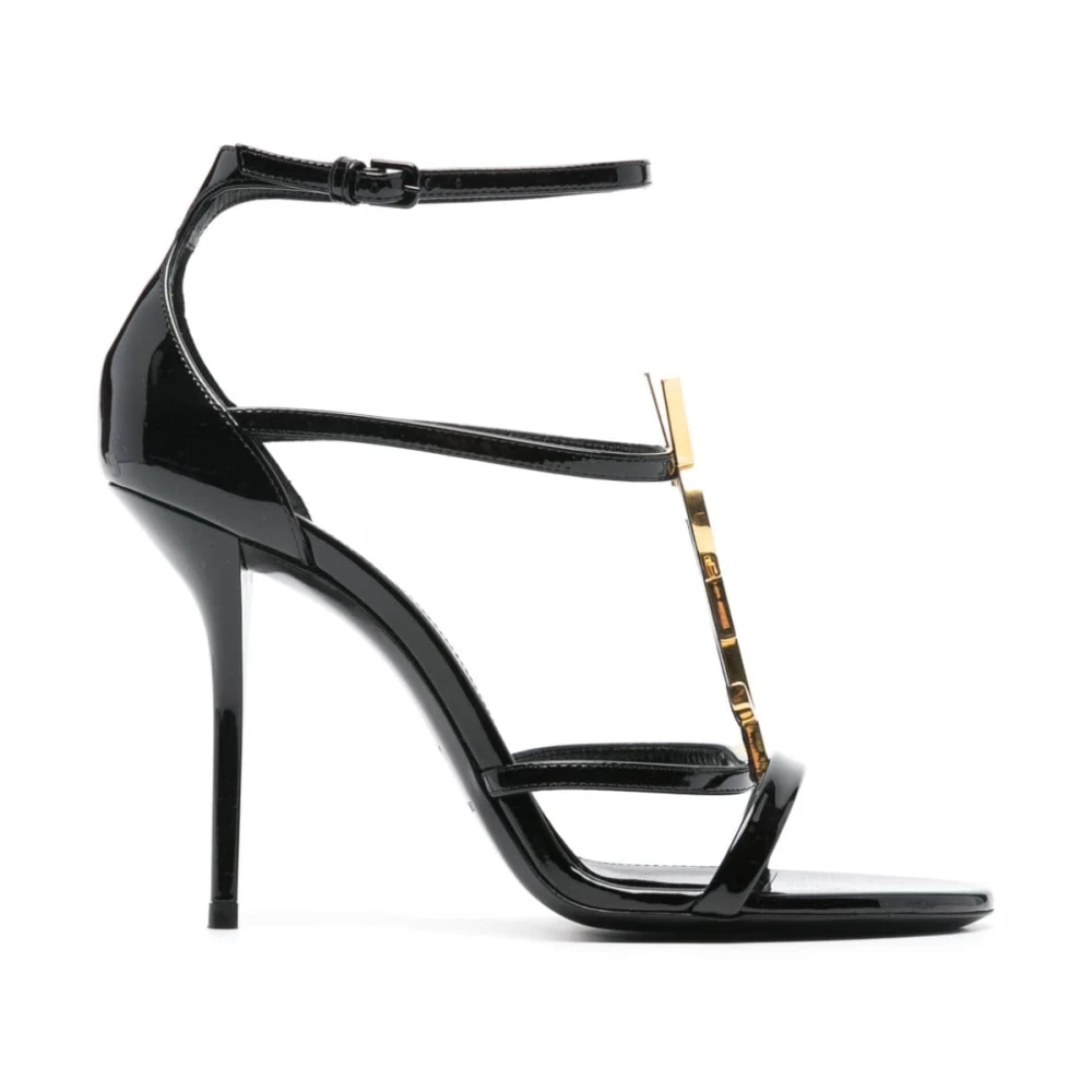 Saint Laurent Women's Black Strappy Sandals Vernice T10