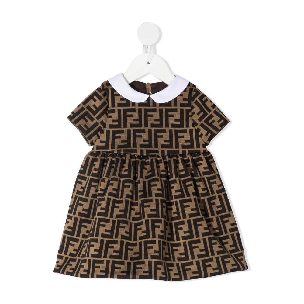 Fendi Girls Brown Jersey Logo Dress - Dresses - 9 M - Kids