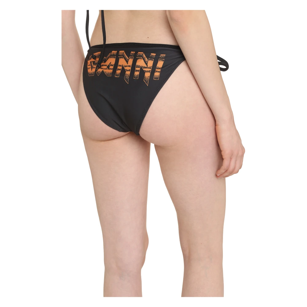 Ganni Contrasterende Print Strik Bikini Black Dames