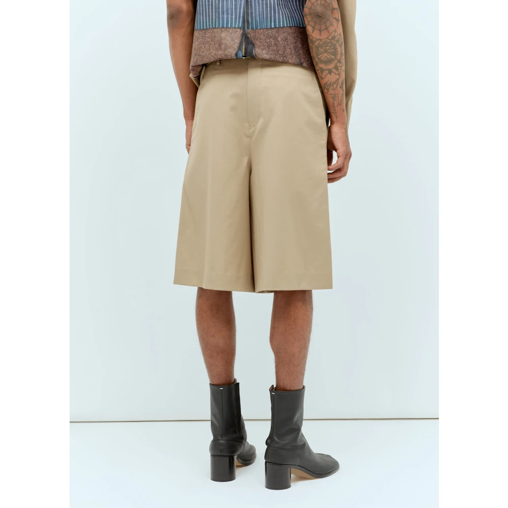Comme des Garçons Wool Twill Double-Front Bermuda Shorts Beige Heren