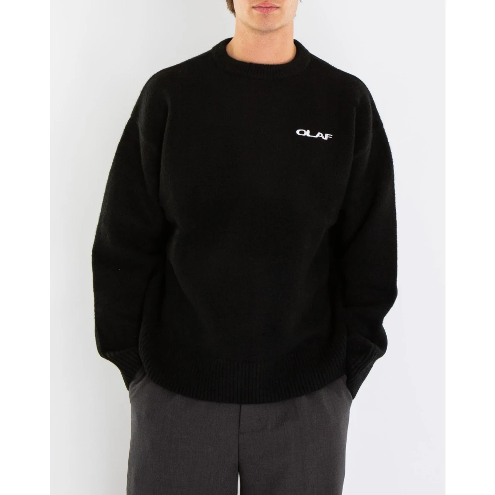 Olaf Hussein Gebreide Crewneck Trui Black Heren