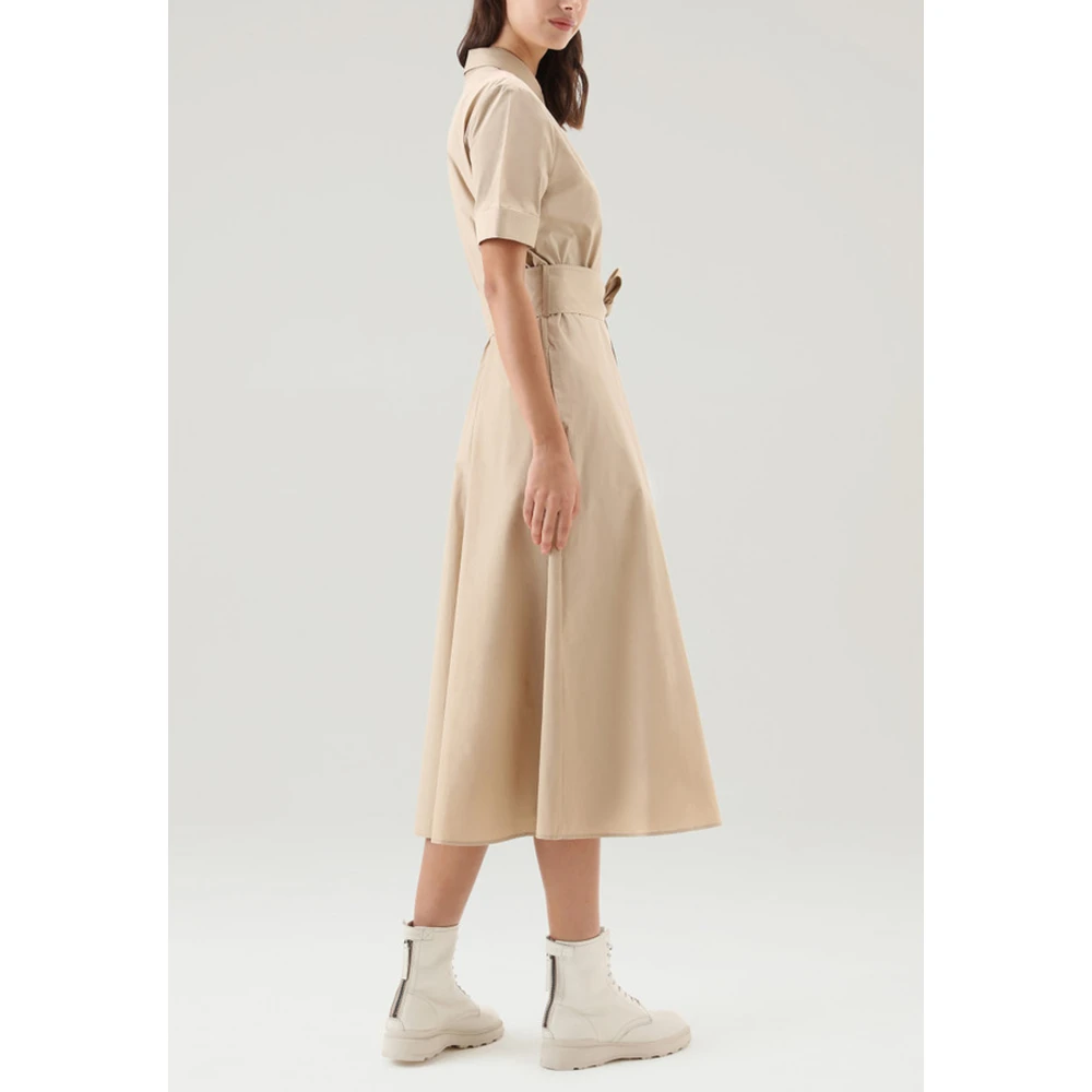 Woolrich Poplin Lange Jurk Beige Dames