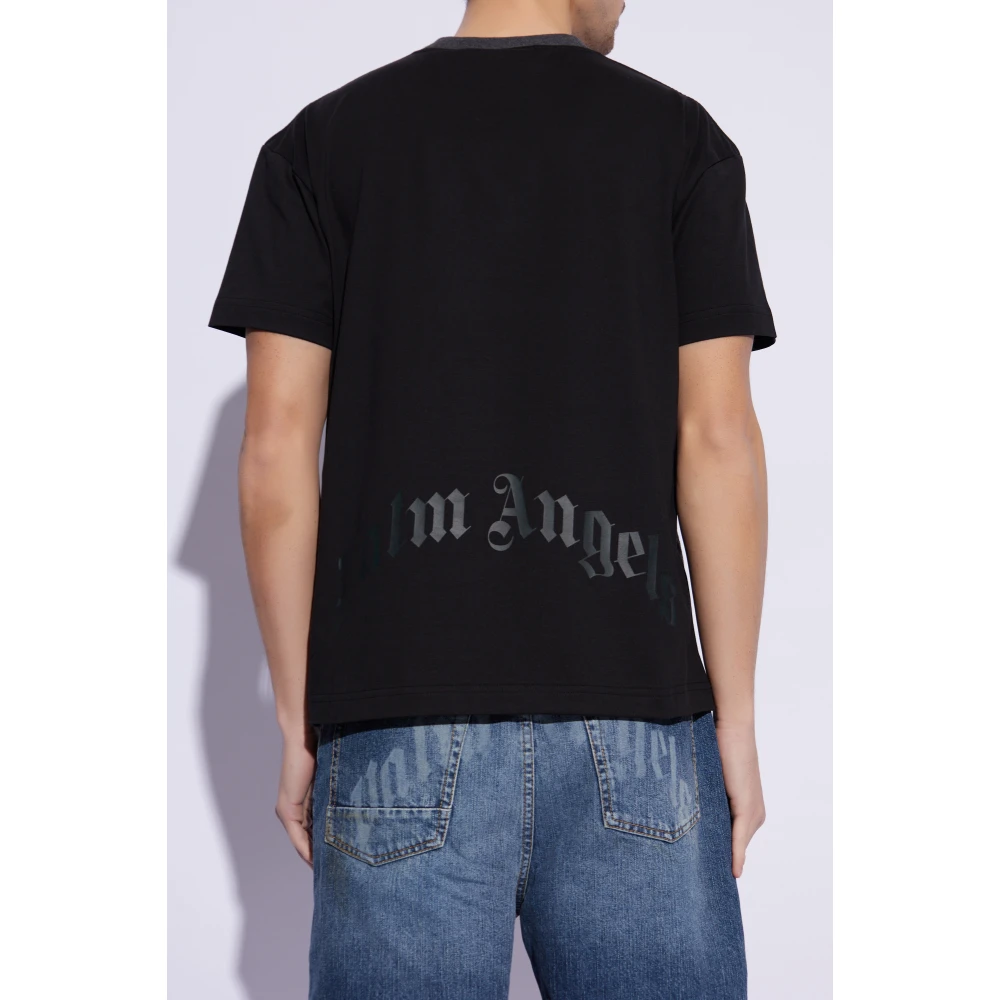 Palm Angels T-shirt met logo Gray Heren