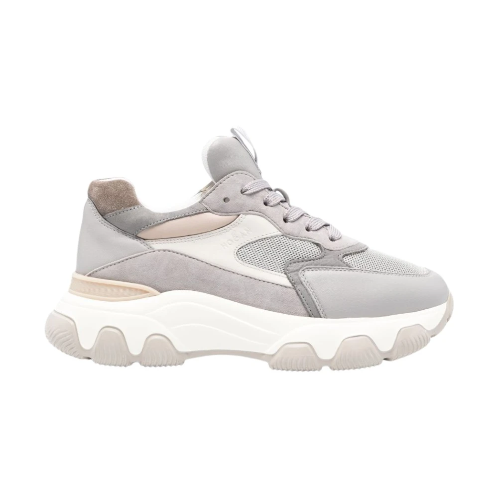 Hogan Grijze suède sneakers met chunky zool Dames Schoenen Grijs