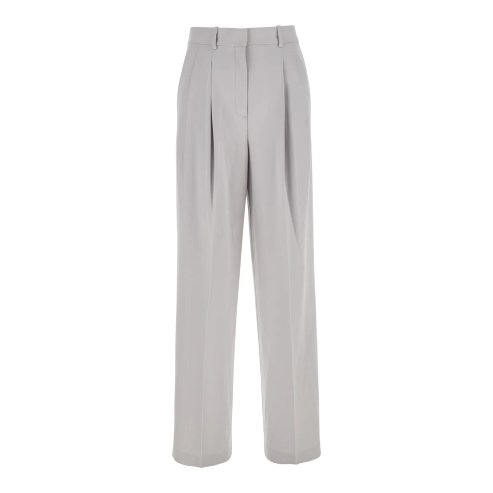 Theory Metallic Hoge Taille Broek in Tech Stof Gray Dames