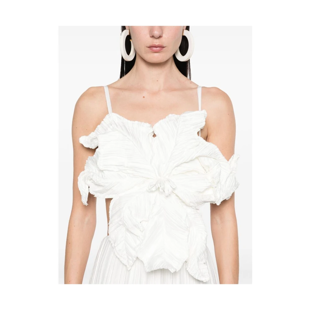Cult Gaia Witte Plissé Effect Open Rug Jurk White Dames