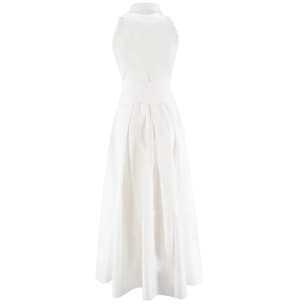 Ermanno Scervino Katoen Kant Chemisier Jurk White Dames