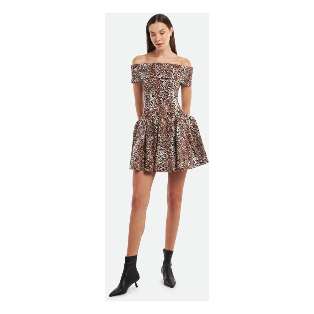 Elisabetta Franchi Luipaardprint Geplooide Mini Jurk Multicolor Dames