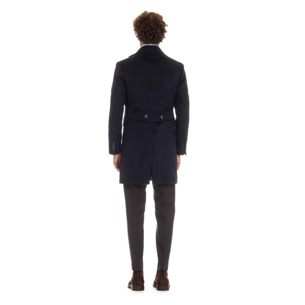 Barba Blauwe Cashmere Jas met Revers Blue Heren