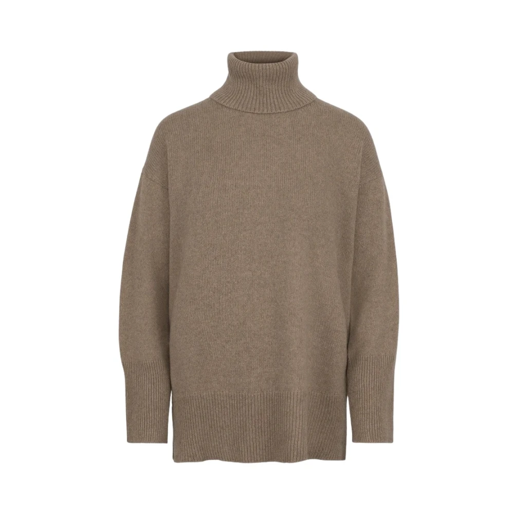 Høyhalset Taupe Cashmere Genser