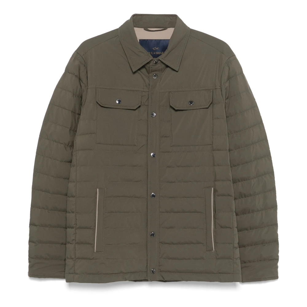 PAUL & SHARK Polyester Rits Front Down Jacket Green Heren