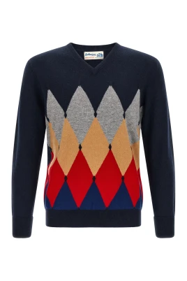 Klassisk V-ringad Pullover i Diamantmönster